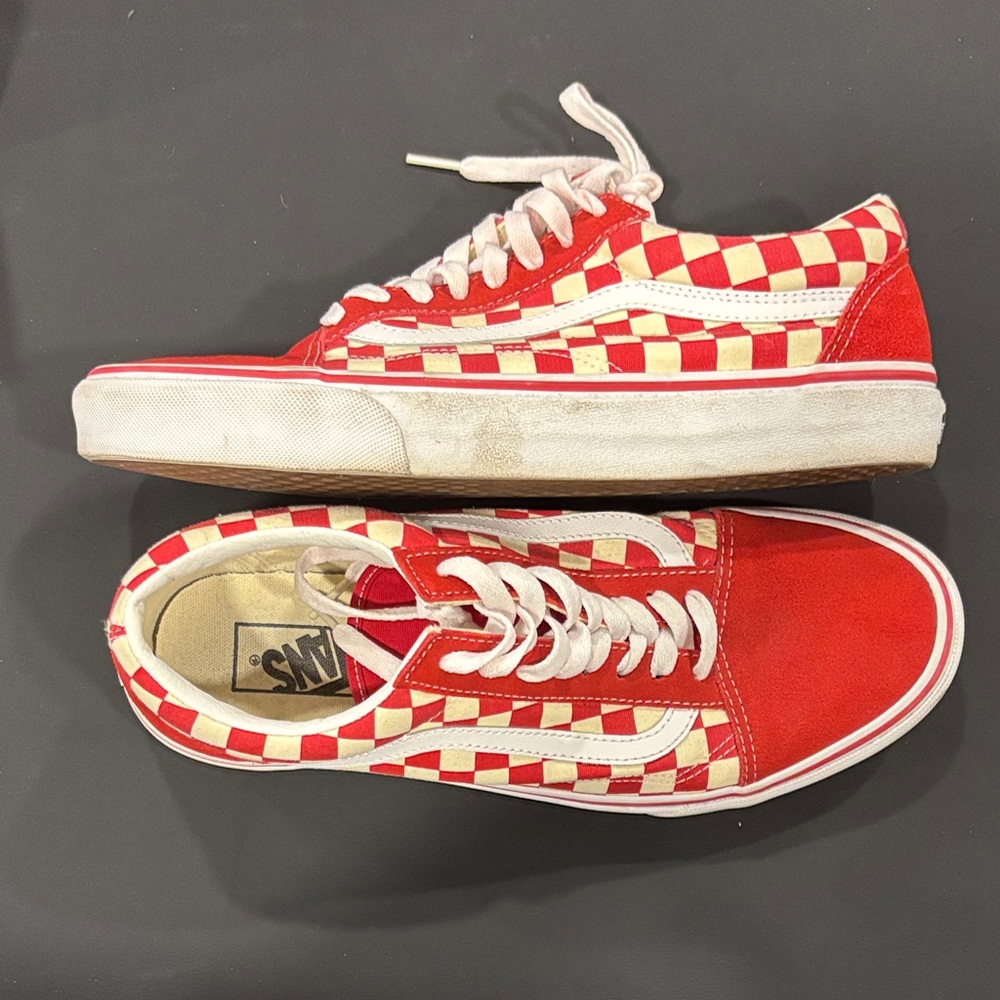 Vans Red and Cream Checkered Shoes